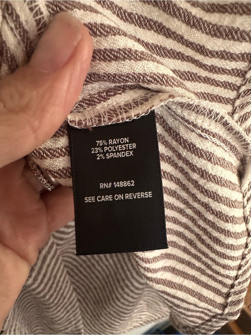 torrid Cream & Brown Striped V-Neck Tunic, 0/L/12 - Picture 5 of 5
